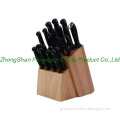 Wooden knife block with 19pcs knife set